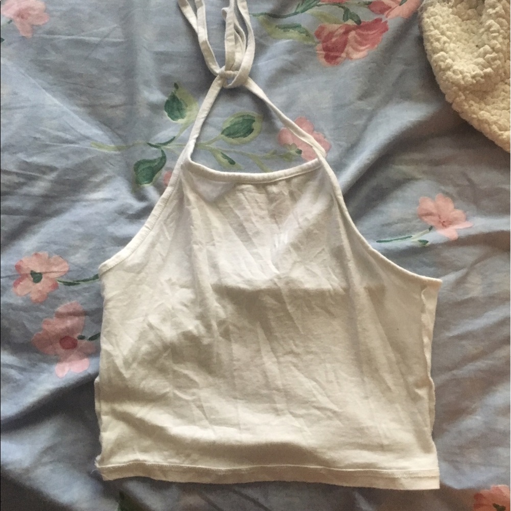 brandy melville white halter top