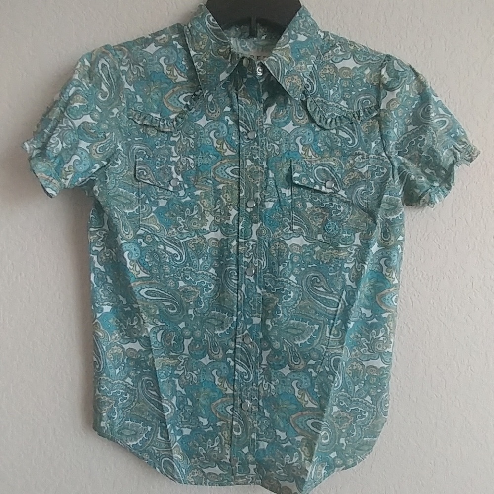 Kids paisley short-sleeve, button down shirt