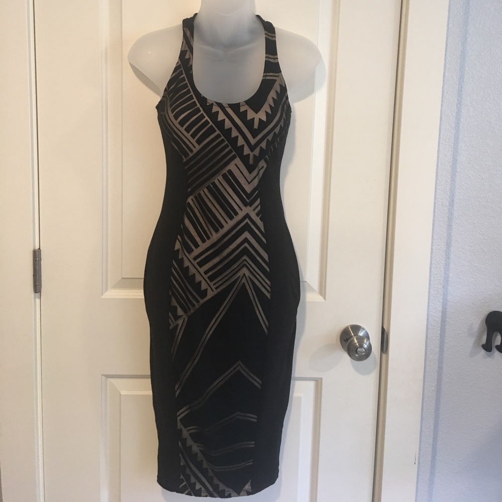 Racer back body con dress in black
