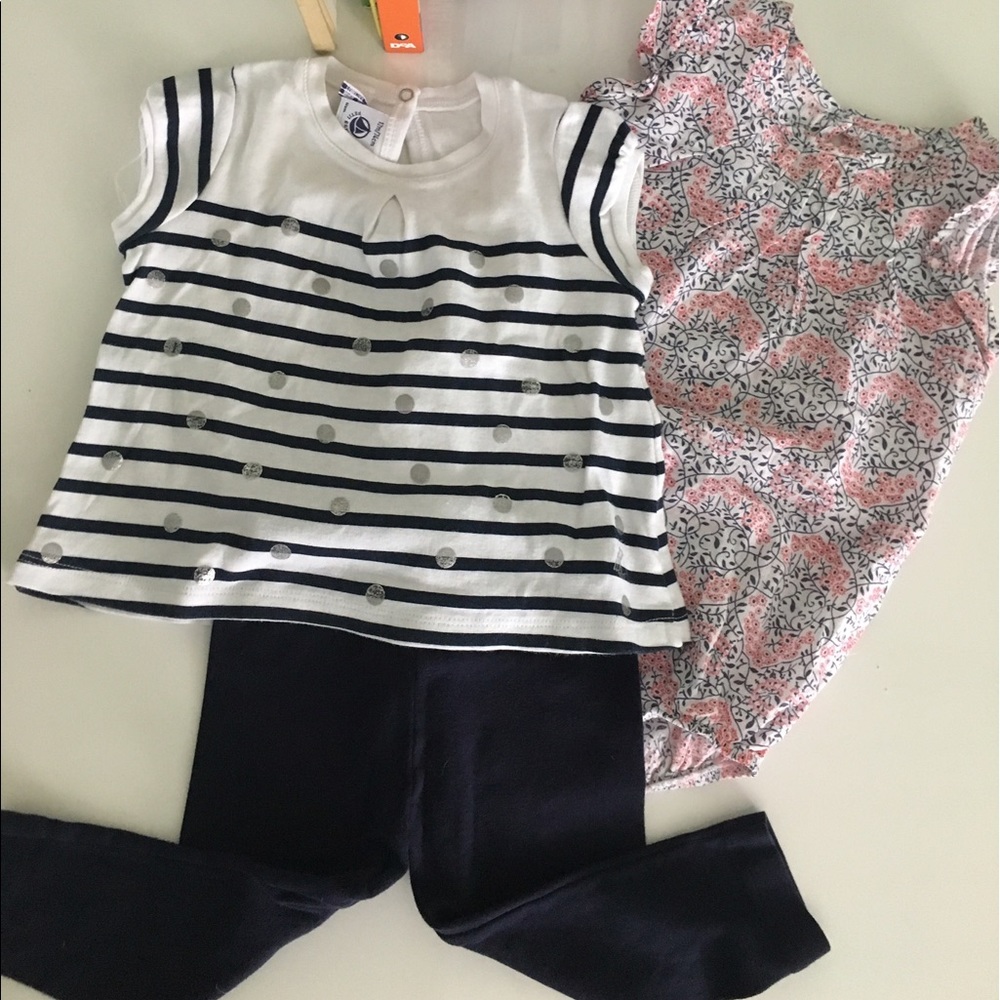Petit Bateau set & Sticky Fudge onesie - 12 month