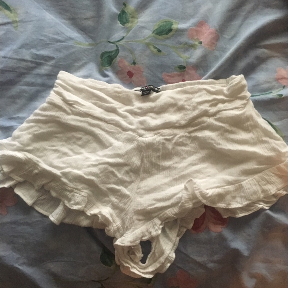 brandy melville white flowy shorts