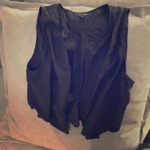 Talula black silk button front crop