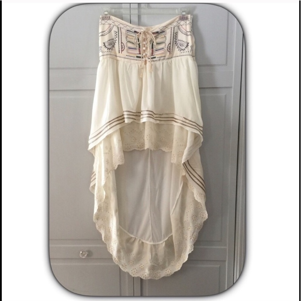 πHP NWT Cream Embroidered Bohemian Beach Skirt - Picture 5 of 8