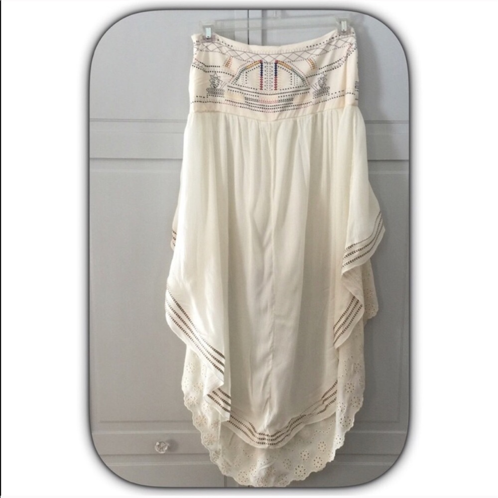 πHP NWT Cream Embroidered Bohemian Beach Skirt - Picture 6 of 8