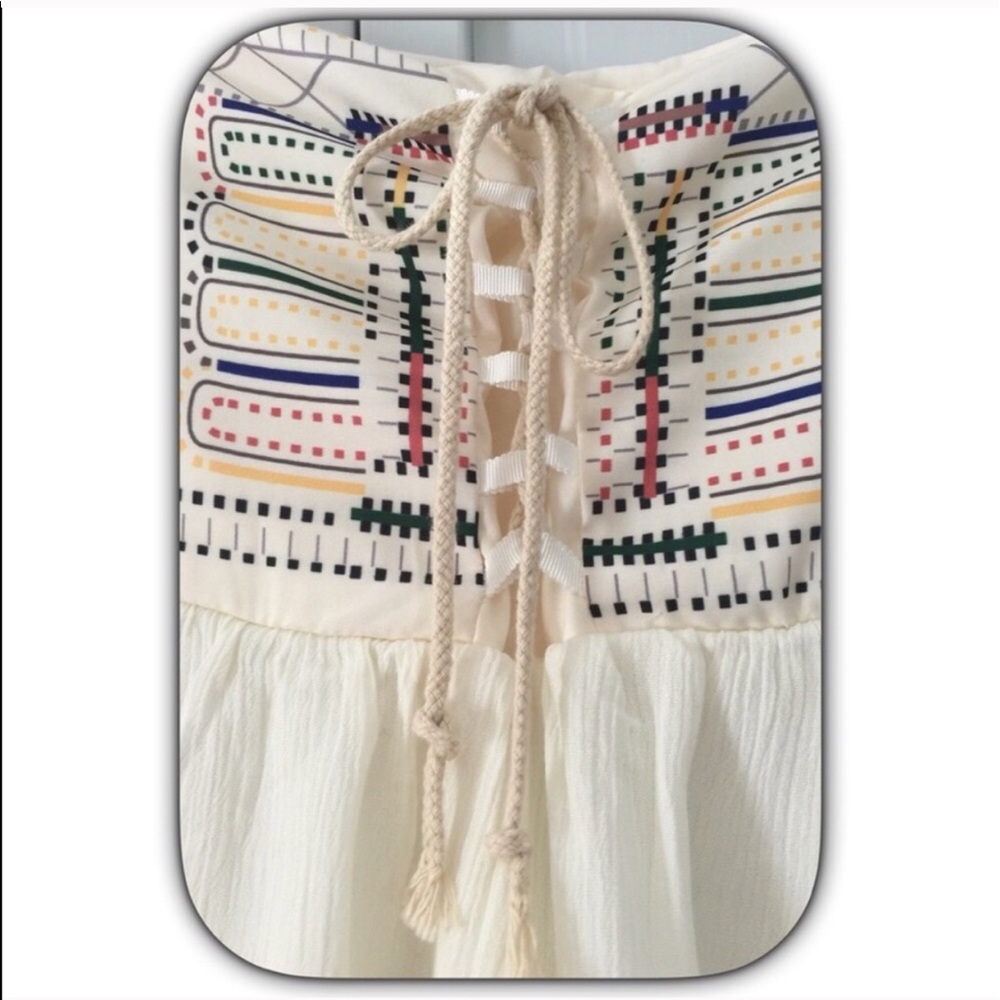 πHP NWT Cream Embroidered Bohemian Beach Skirt - Picture 7 of 8