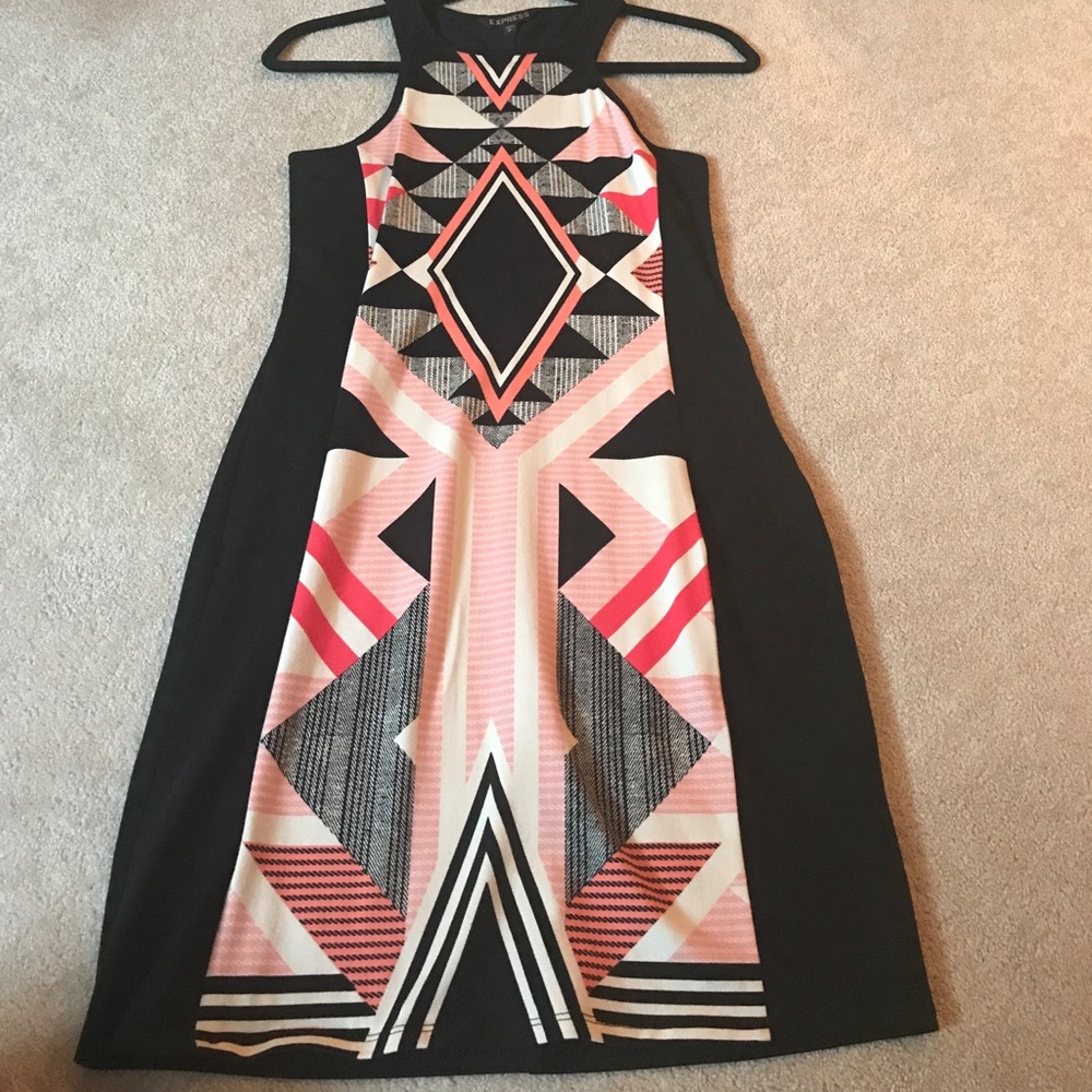 Women's Geo Print Black Dress
