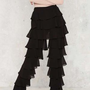 NEW Nasty Gal Lavish Alice black ruffle tier pants