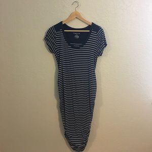 Liz Lange Maternity BodyCon Navy Striped Dress GUC