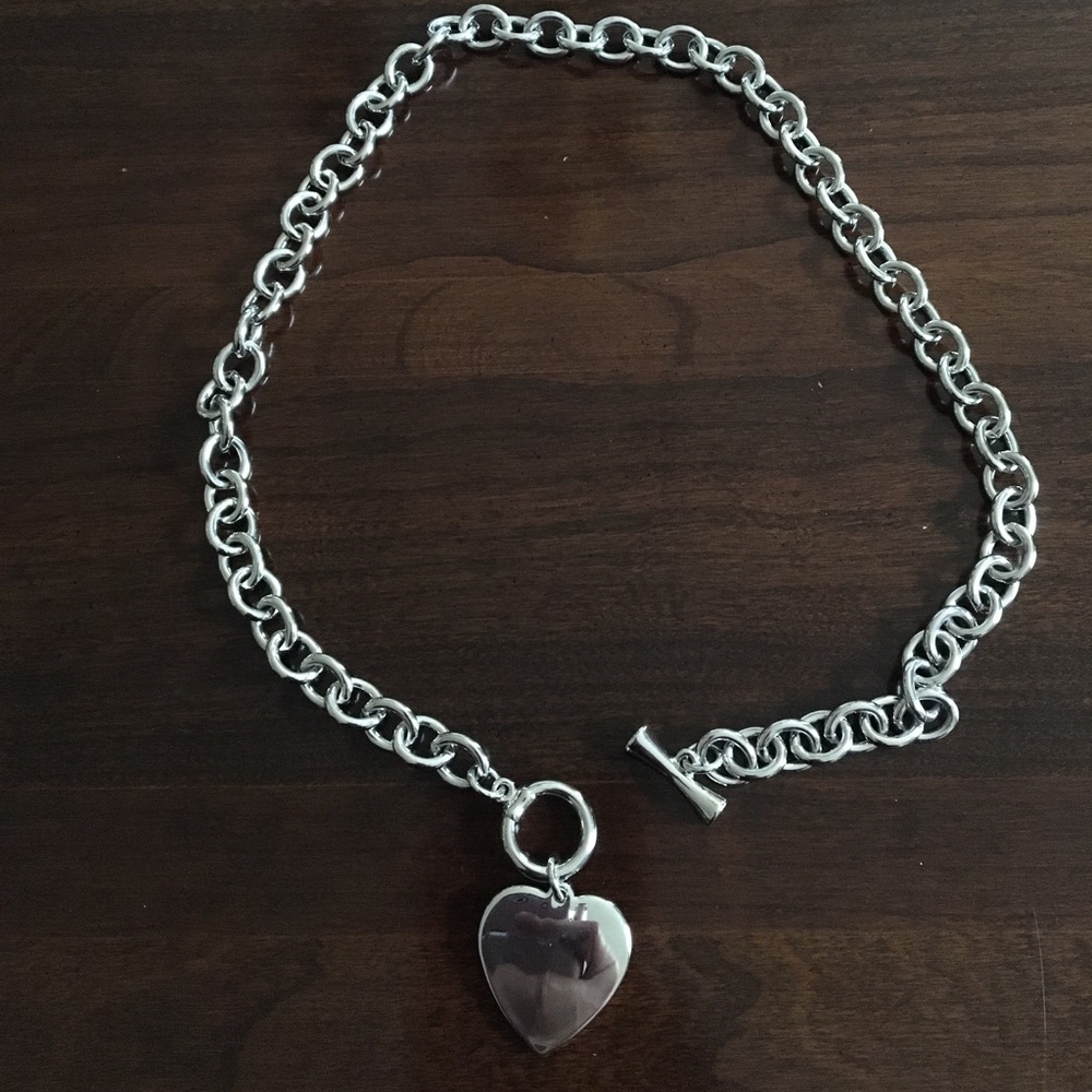 Silver heart toggle necklace