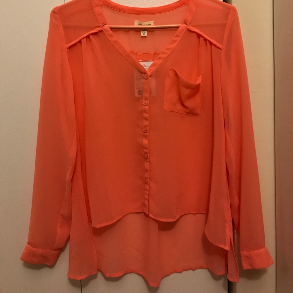 Coral sheer blouse