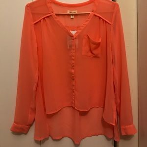 Coral sheer blouse