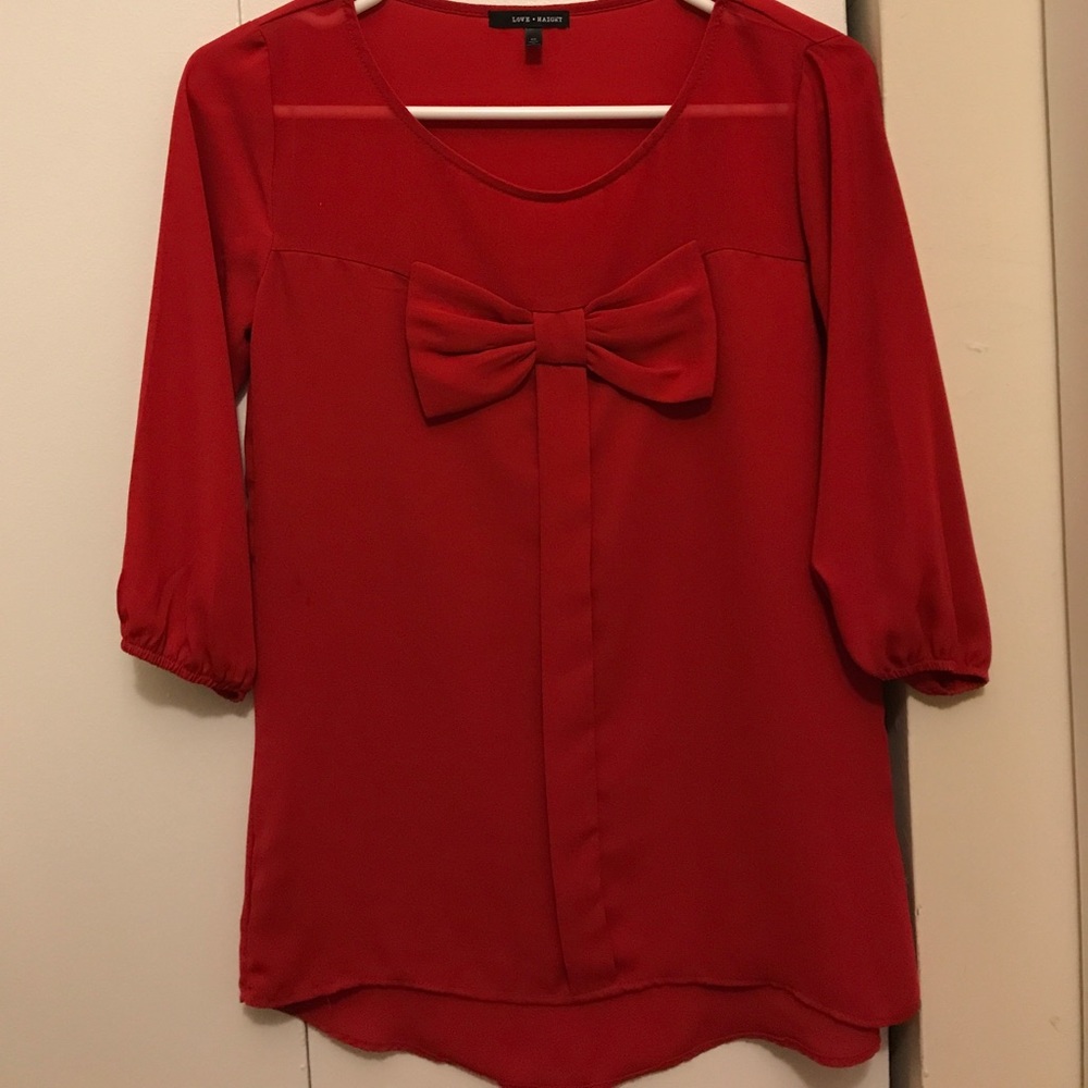 Red bow blouse