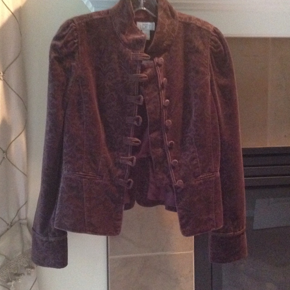 Ann Taylor loft burgundy velvet brocade jacket