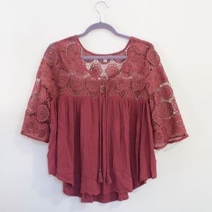 lacy mauve shirt