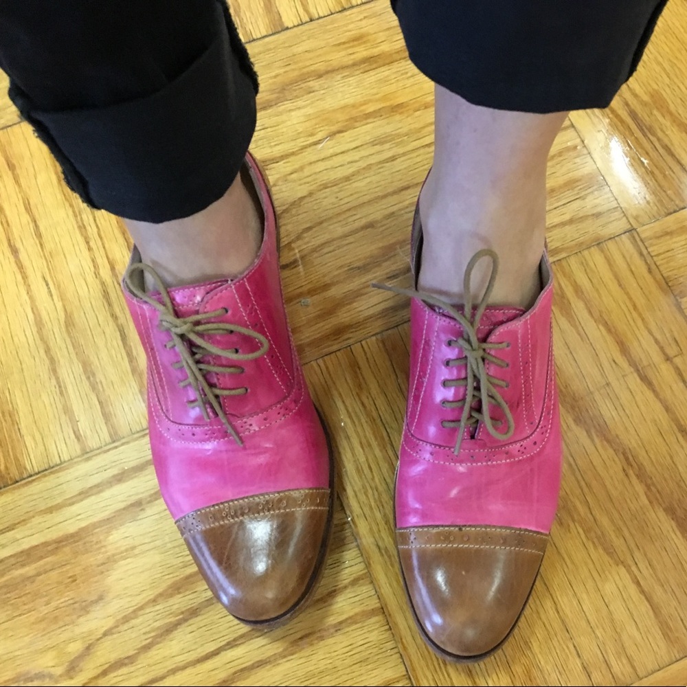 Pink Cole Hann Oxfords real leather