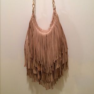 Monserat De Lucca cream fringe purse Bochoa