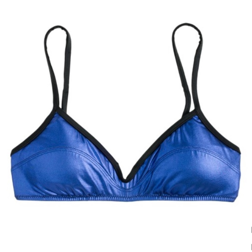 J. Crew NWT Metallic Blue French Racer Bikini Top