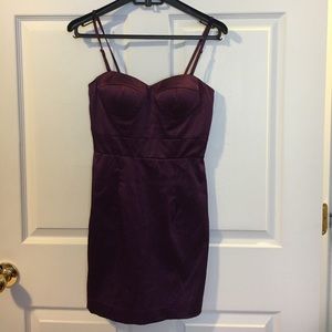 Sexy mini purple silk dress