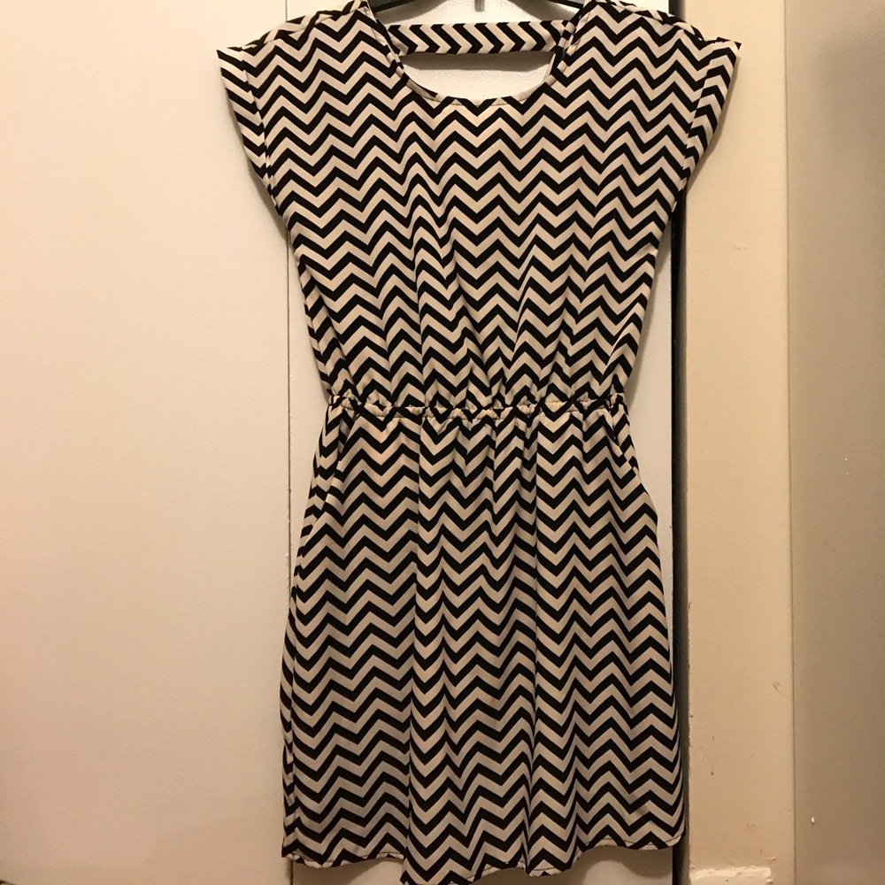 Black and white chevron dress
