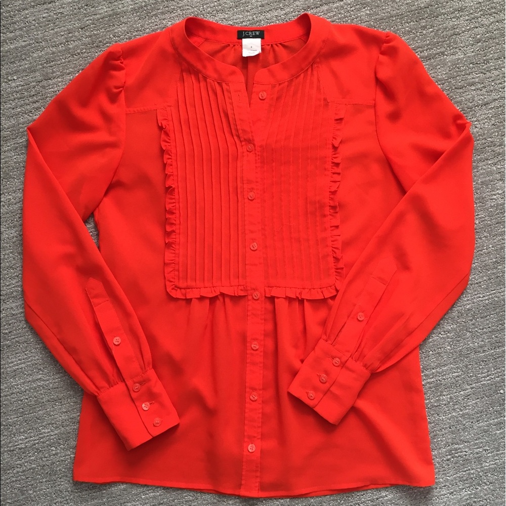 J. Crew Ruffle Pintuck Blouse