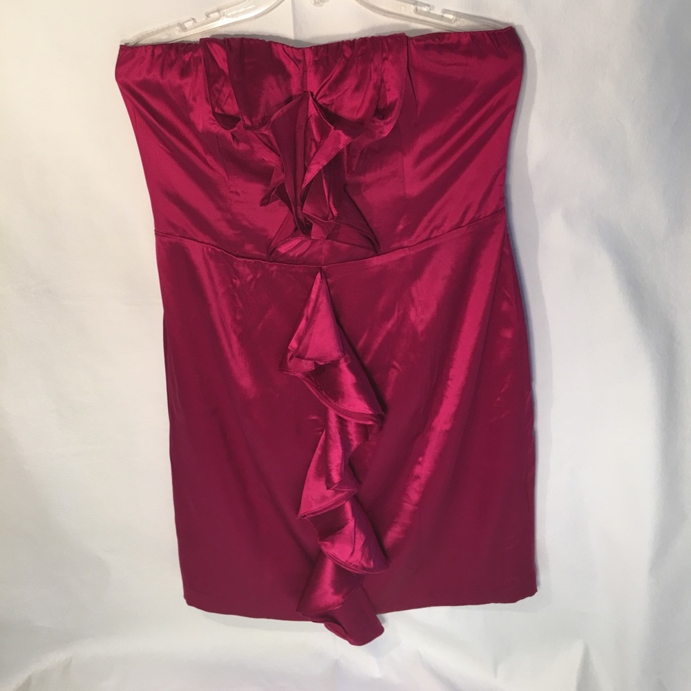 Plum center ruffle sleeveless silk Express dress