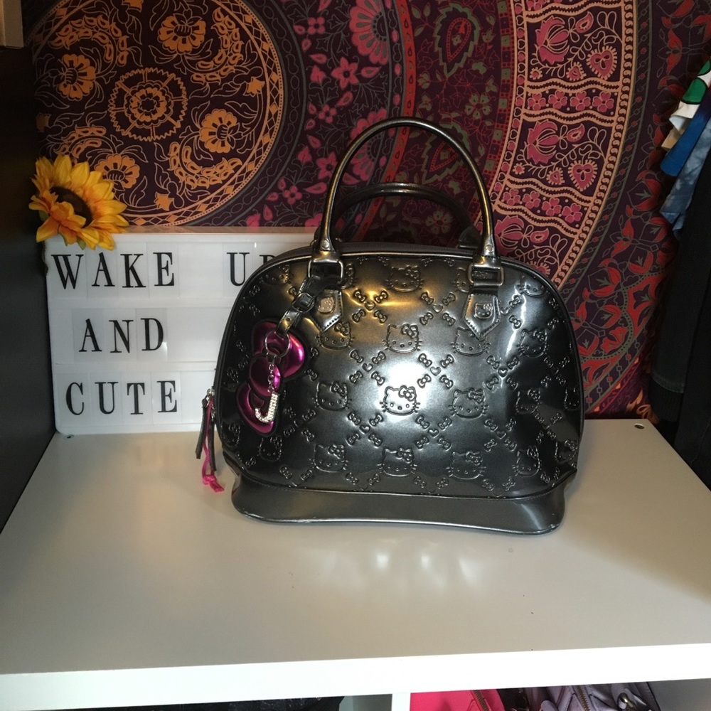 Hello Kitty Patent Leather Embossed Grey satchel