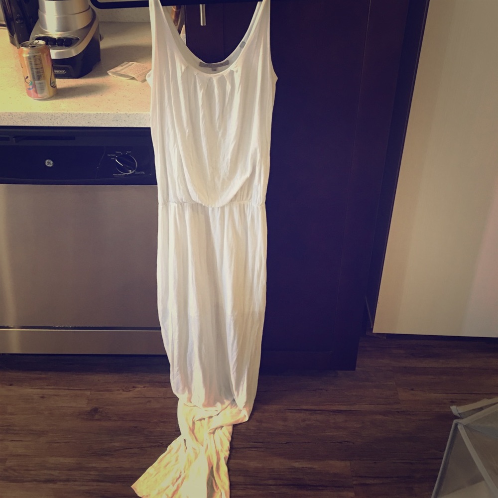White maxi dress with sheer bottom