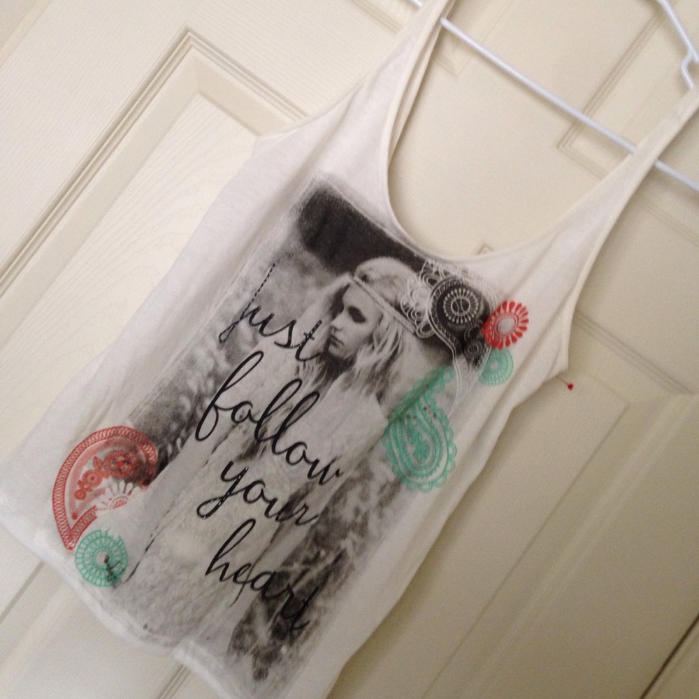 Beige tank "just follow your heart"