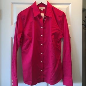 Pink, button-down fitted blouse. Size 12, NWT