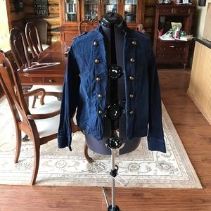 Military style denim jacket