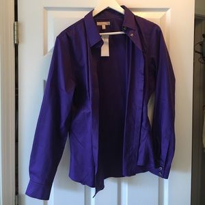 Purple longsleeve button-down blouse, size 14, NWT