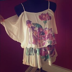 Sheer White Cut-out Floral Top L