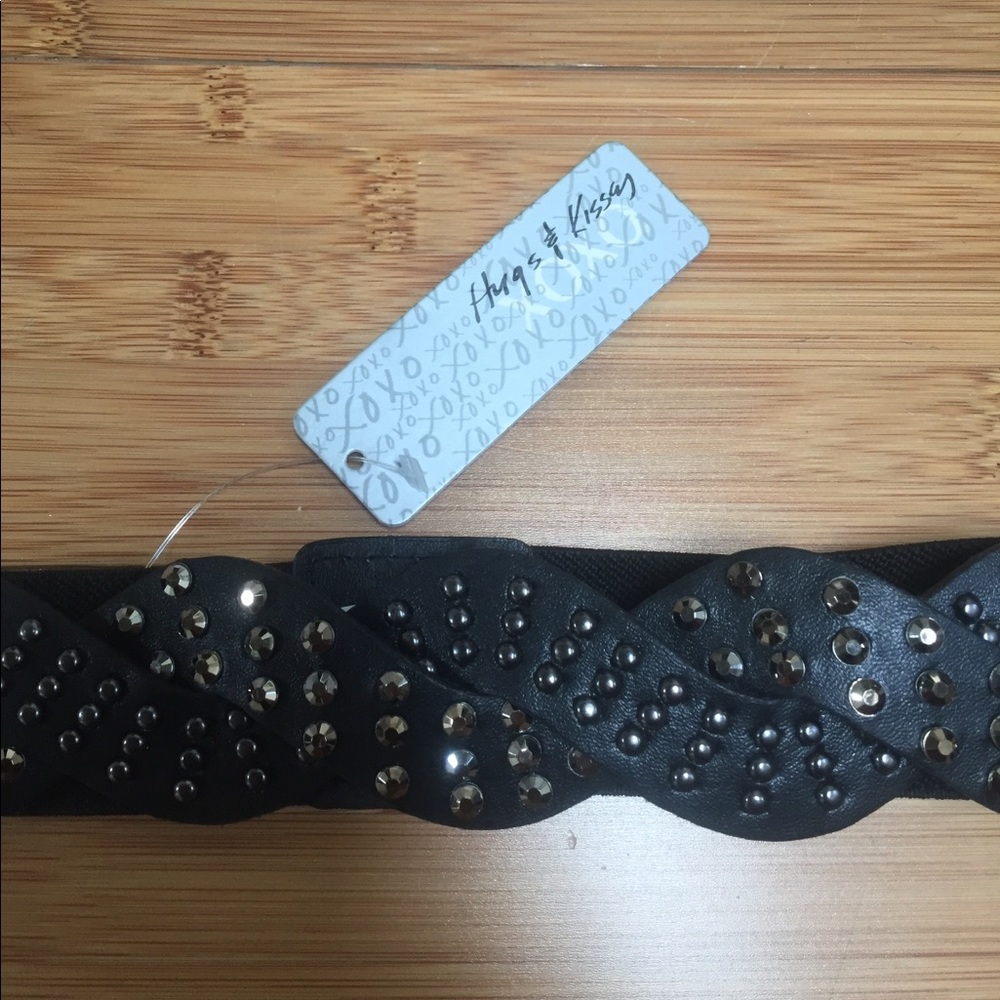 XOXO elastic button waist belt with metal studs