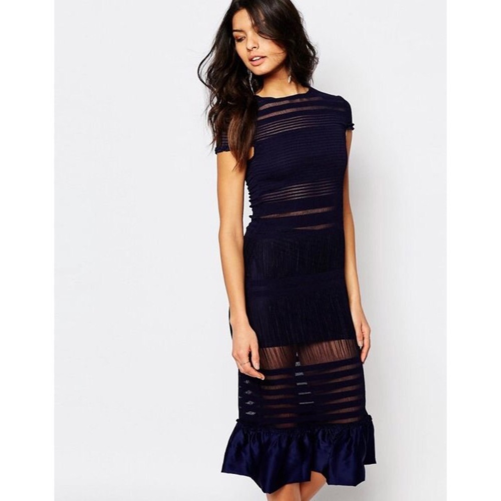 NWT Foxiedox Mesh Insert Dress with Peplum Hem