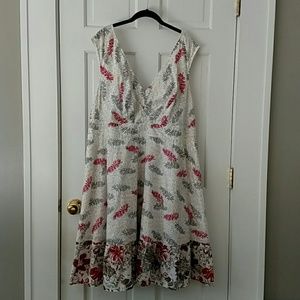 eShakti Floral Cotton Dress With Ruffled Hem