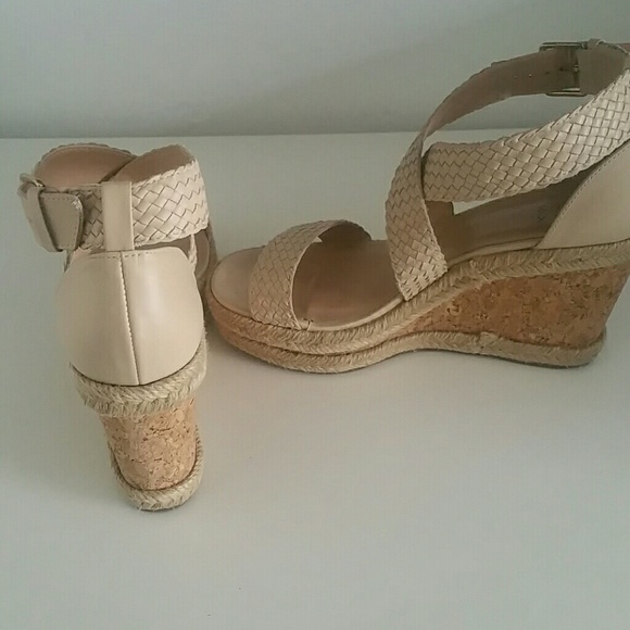 Alex &amp; Alex Shoes Alex Alex Beige Leather And Corkwedge