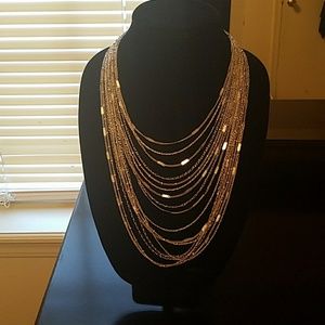 Stunning multi-strand chain bib necklace.