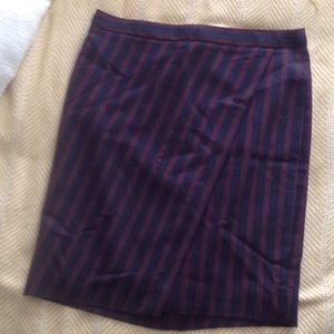 J Crew pencil skirt red navy size 10