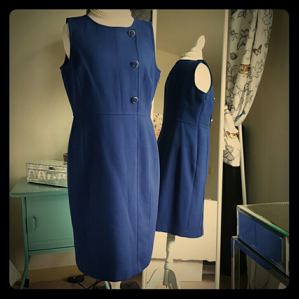 Vintage Talbots Button Detail Wool Sheath Dress