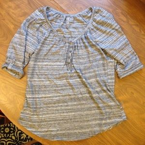 Grey striped half sleeve top