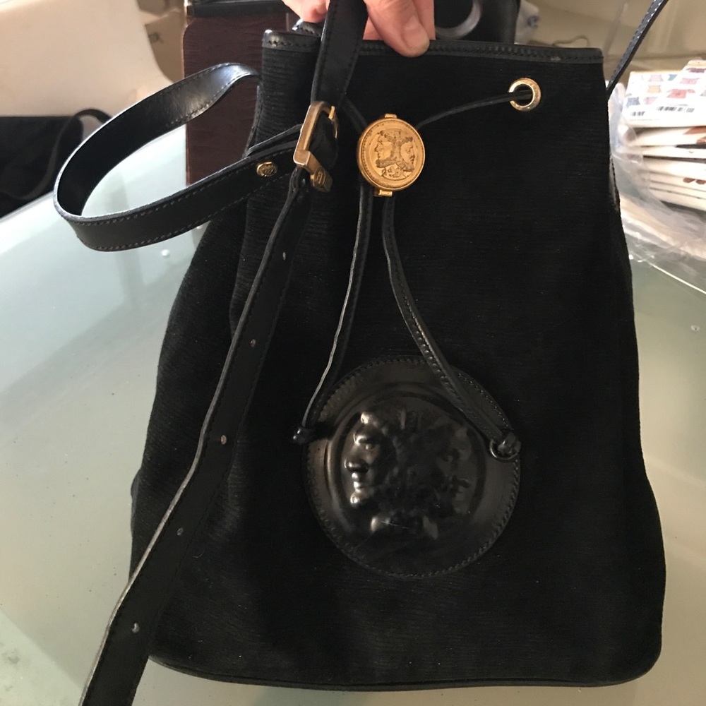 FENDI vintage black suede bucket Crossbody bag