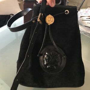 FENDI vintage black suede bucket Crossbody bag