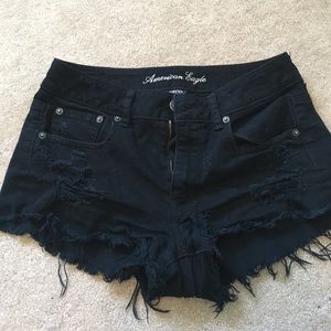 American Eagle black distressed shorts