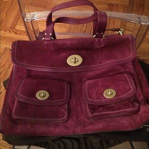 Coach Fuschia Suede Messenger Bag