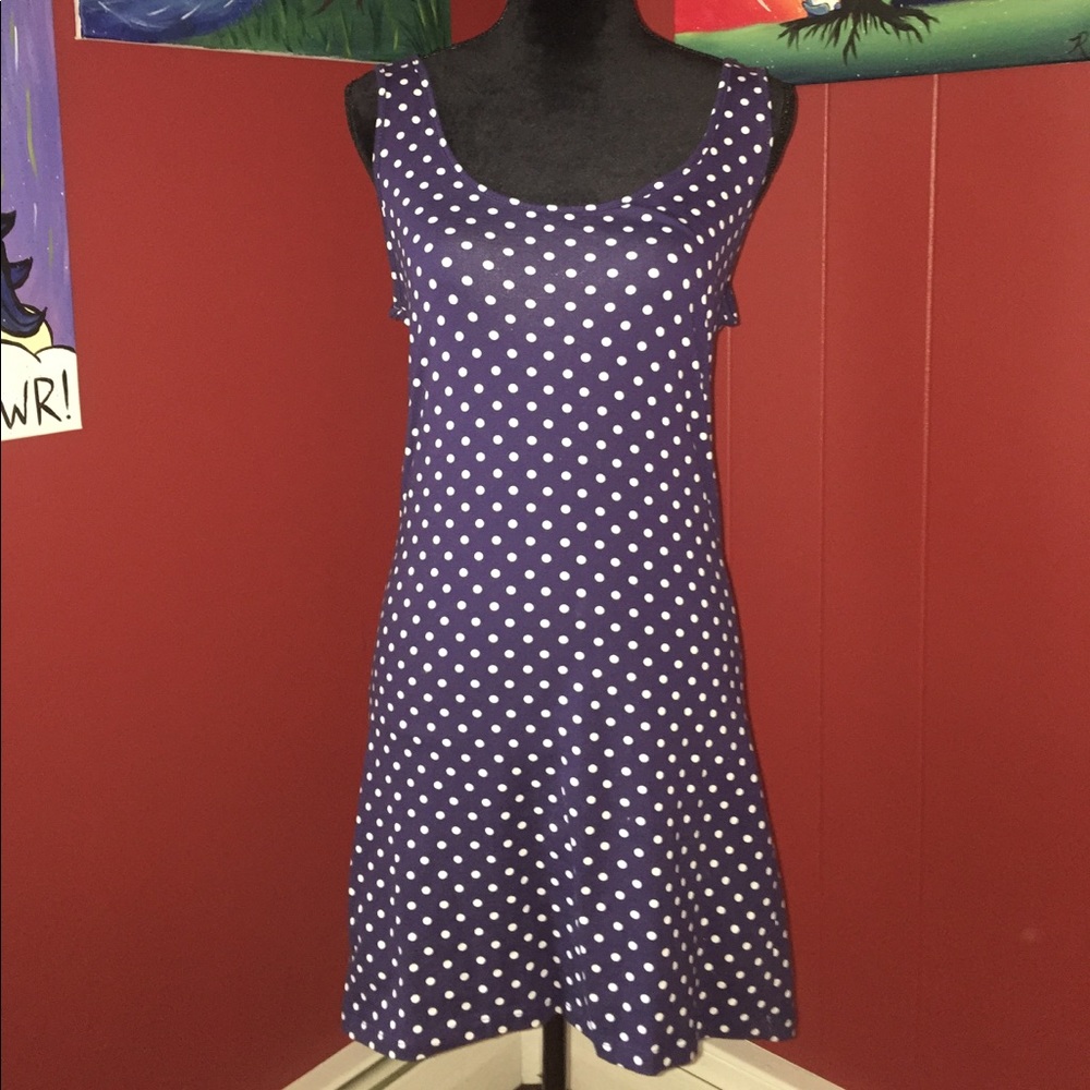 Blue & White Polka Dot Dress with Bow Design L/XL