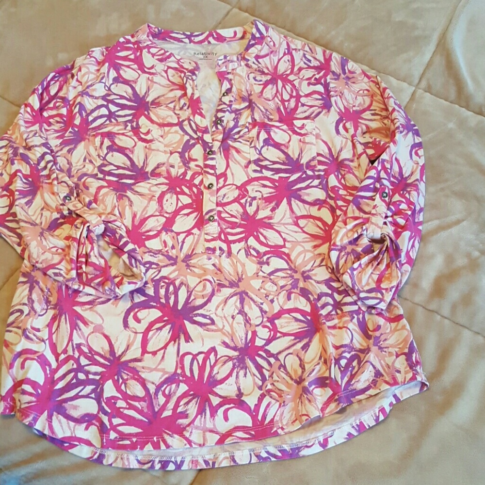 Relativity Plus Size Floral Print Top