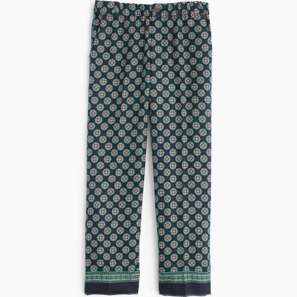 J Crew cropped silk pant in foulard print