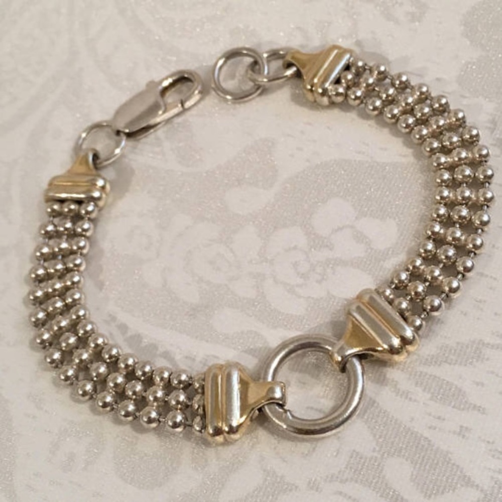 Sterling Silver Gold Accent Link Bracelet