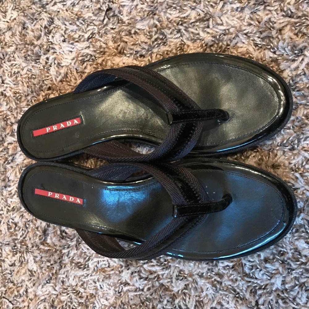 Black Prada Flip Flops