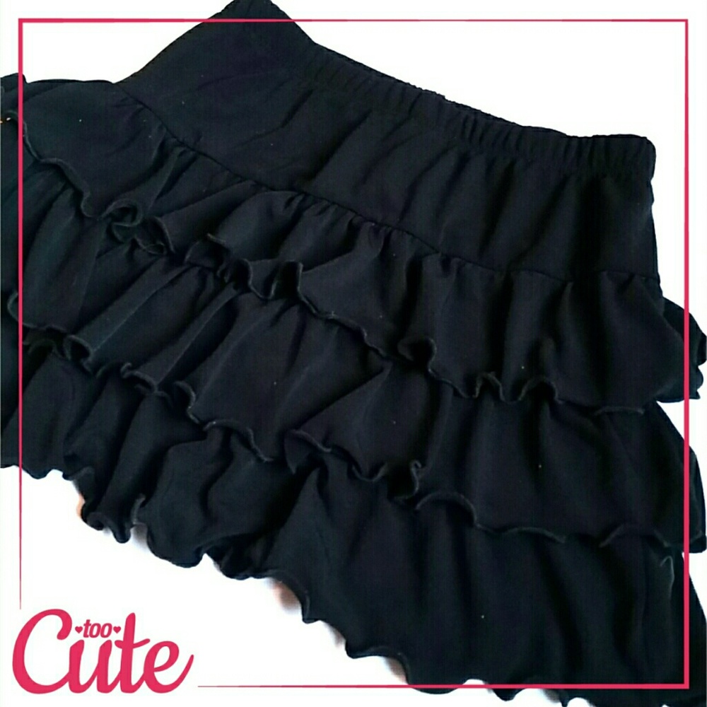 Sz 6 Girl's Black Ruffle Skirt